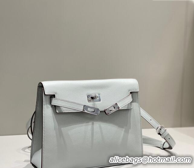 Cheapest Hermes Kelly Danse Bag 22cm in Evercolor Leather H1508 Grail Blue/Silver (Half Handmade)