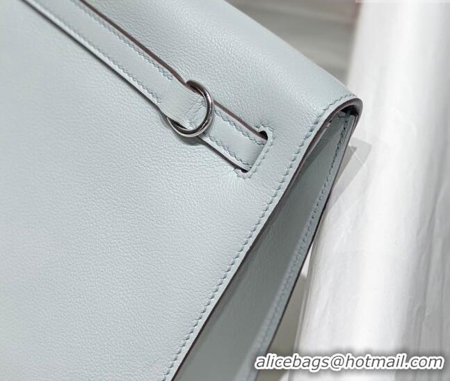 Cheapest Hermes Kelly Danse Bag 22cm in Evercolor Leather H1508 Grail Blue/Silver (Half Handmade)