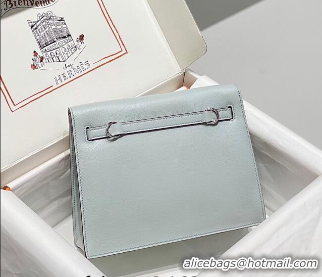 Cheapest Hermes Kelly Danse Bag 22cm in Evercolor Leather H1508 Grail Blue/Silver (Half Handmade)