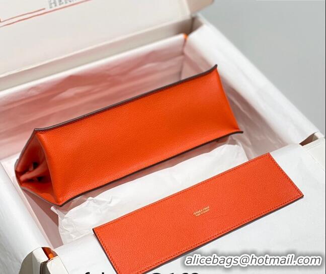 Famous Brand Hermes Kelly Danse Bag 22cm in Evercolor Leather H1508 Fire Orange (Half Handmade)