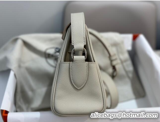 Top Grade Hermes Kelly Messenger Bag in Original Evercolor Leather H1534 Glacier White/Silver 2024 (Full Handmade)