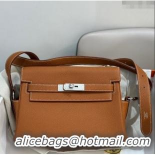 Good Taste Hermes Kelly Messenger Bag in Original Evercolor Leather H1534 Brown/Silver (Full Handmade)