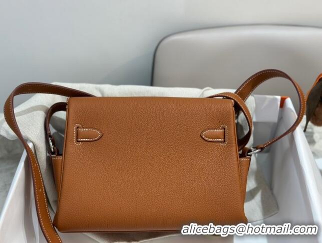 Good Taste Hermes Kelly Messenger Bag in Original Evercolor Leather H1534 Brown/Silver (Full Handmade)