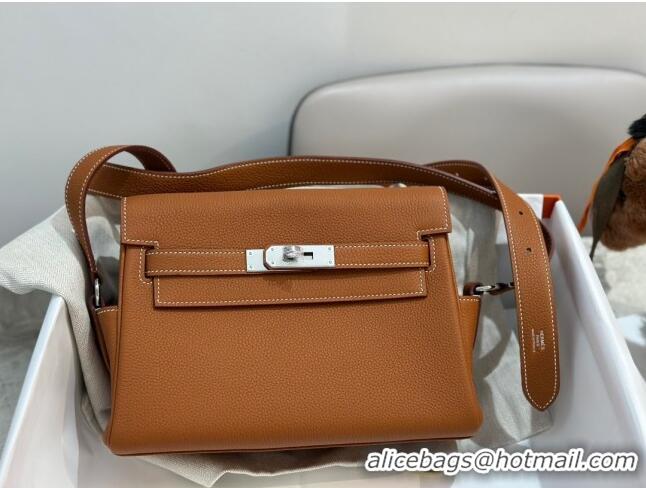 Good Taste Hermes Kelly Messenger Bag in Original Evercolor Leather H1534 Brown/Silver (Full Handmade)