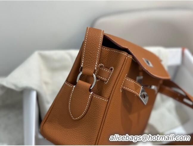 Good Taste Hermes Kelly Messenger Bag in Original Evercolor Leather H1534 Brown/Silver (Full Handmade)