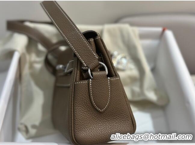 Well Crafted Hermes Kelly Messenger Bag in Original Evercolor Leather H1534 Etoupe/Silver (Full Handmade)