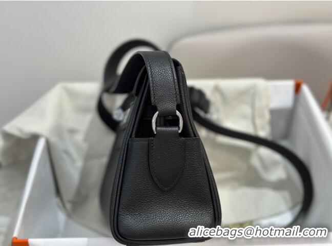 Famous Brand Hermes Kelly Messenger Bag in Original Evercolor Leather H1534 Black/Silver (Full Handmade)