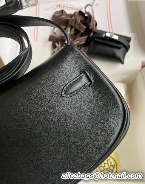 Best Quality Hermes Kelly Moove Bag in Original Swift Leather H1337 Black/Silver 2024(Full Handmade)