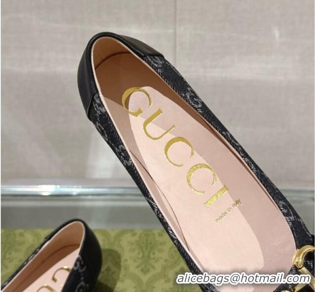 Purchase Gucci Horsebit Flat Ballet in GG Canvas and Leather Black 427075