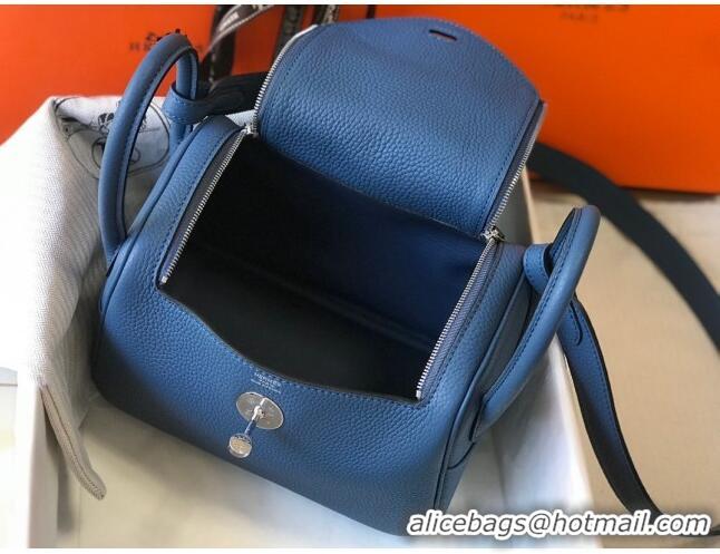 ​Buy Inexpensive Hermes Mini Lindy 21cm in Original Calf Leather H3043 Blue