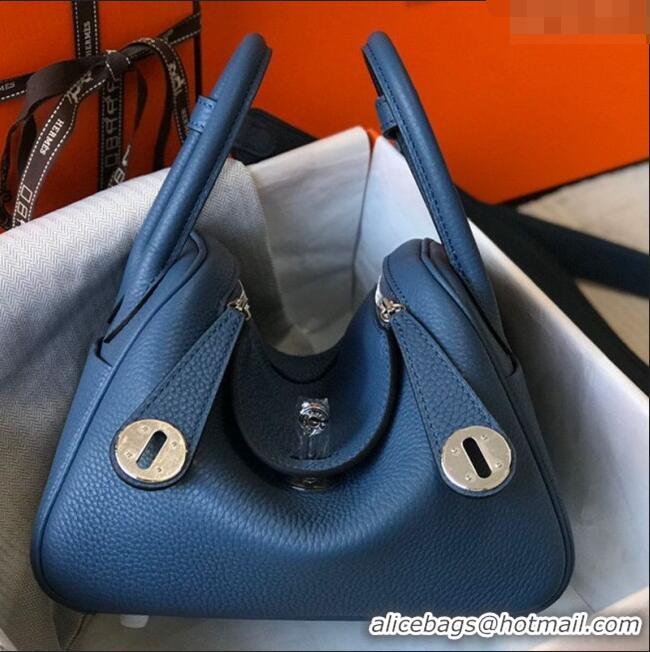 ​Buy Inexpensive Hermes Mini Lindy 21cm in Original Calf Leather H3043 Blue