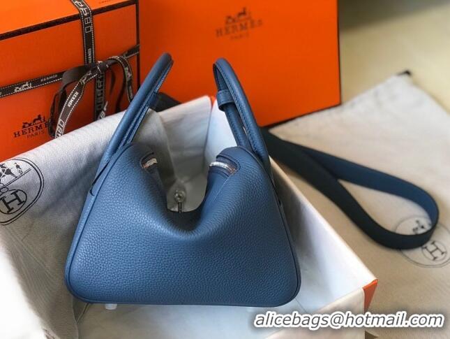 ​Buy Inexpensive Hermes Mini Lindy 21cm in Original Calf Leather H3043 Blue