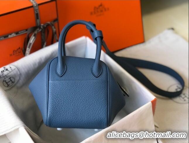 ​Buy Inexpensive Hermes Mini Lindy 21cm in Original Calf Leather H3043 Blue