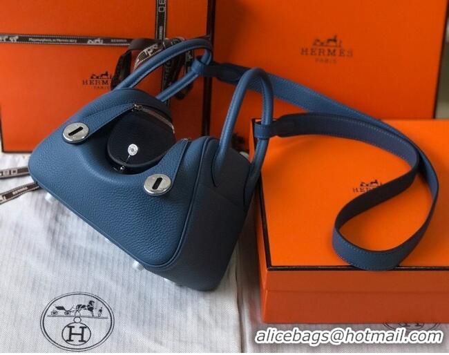 ​Buy Inexpensive Hermes Mini Lindy 21cm in Original Calf Leather H3043 Blue