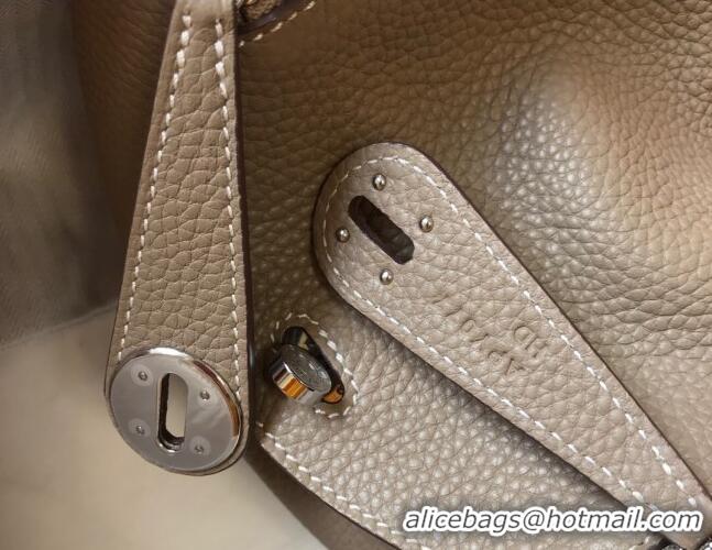 Buy Discount Hermes Mini Lindy 21cm in Original Calf Leather H3043 Dove Grey