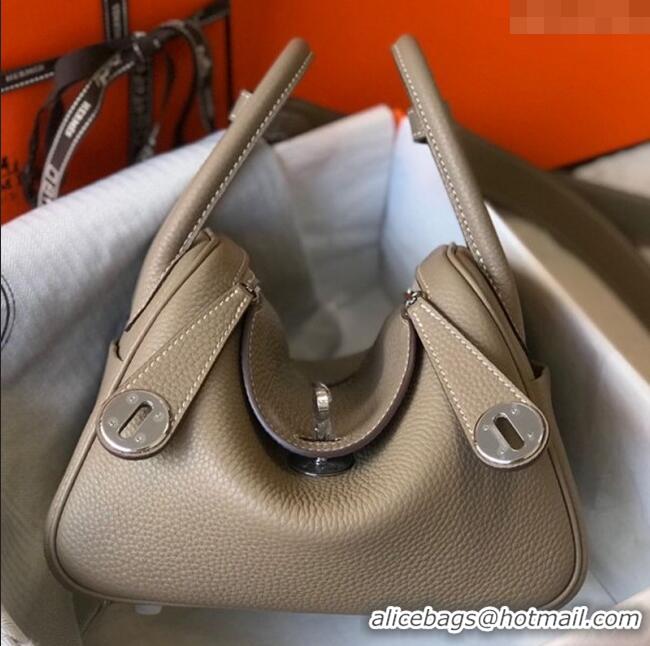 Buy Discount Hermes Mini Lindy 21cm in Original Calf Leather H3043 Dove Grey