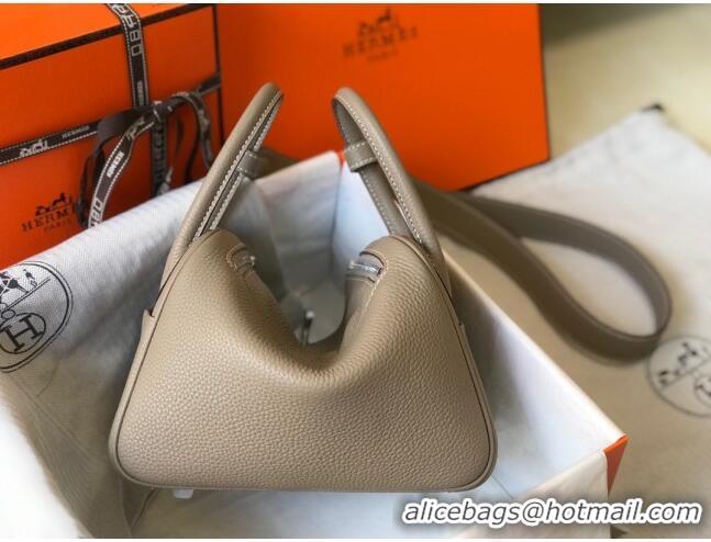 Buy Discount Hermes Mini Lindy 21cm in Original Calf Leather H3043 Dove Grey