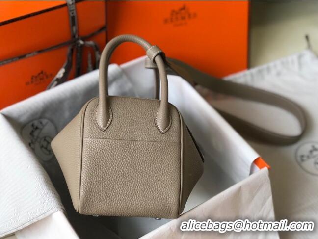 Buy Discount Hermes Mini Lindy 21cm in Original Calf Leather H3043 Dove Grey