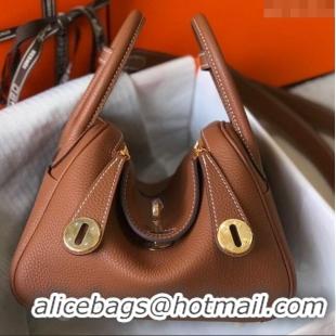 Perfect Cheap Hermes Mini Lindy 21cm in Original Calf Leather H3043 Brown