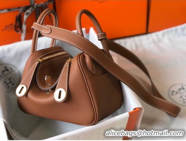 Perfect Cheap Hermes Mini Lindy 21cm in Original Calf Leather H3043 Brown