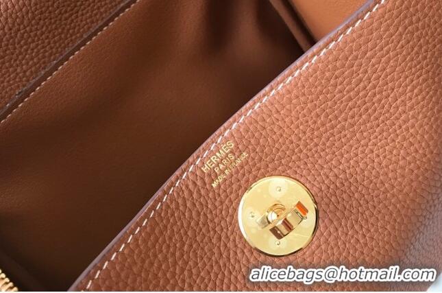 Perfect Cheap Hermes Mini Lindy 21cm in Original Calf Leather H3043 Brown