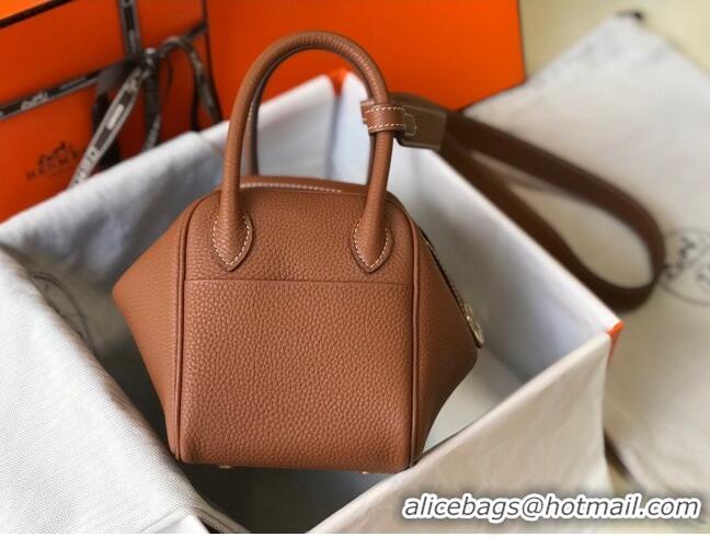 Perfect Cheap Hermes Mini Lindy 21cm in Original Calf Leather H3043 Brown