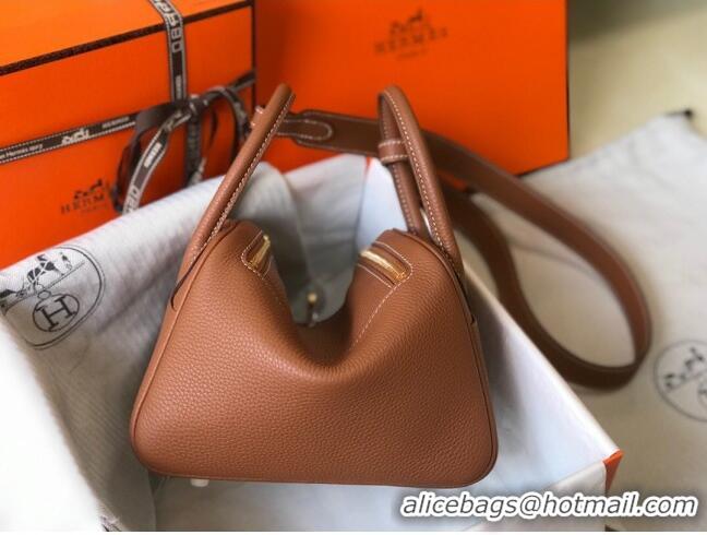 Perfect Cheap Hermes Mini Lindy 21cm in Original Calf Leather H3043 Brown