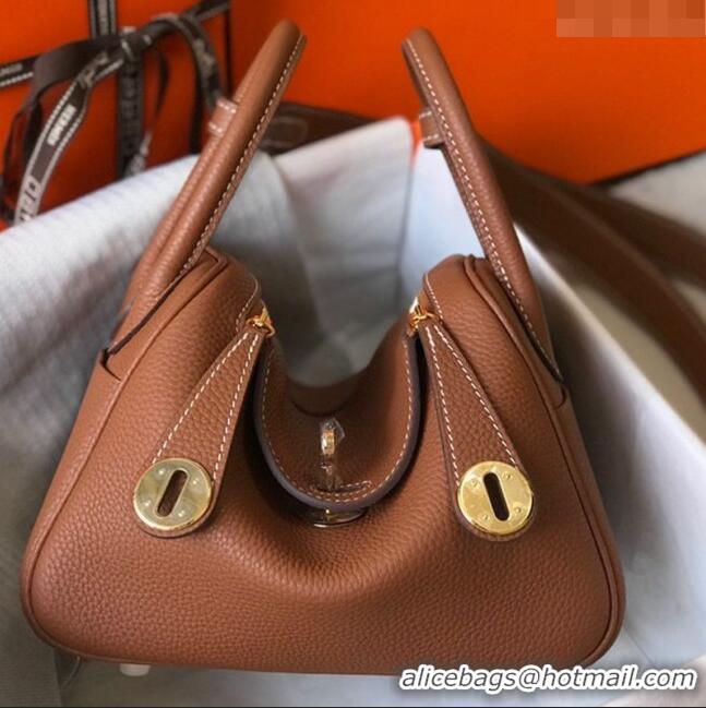 Perfect Cheap Hermes Mini Lindy 21cm in Original Calf Leather H3043 Brown