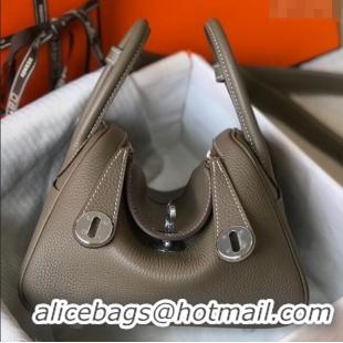 Inexpensive Hermes Mini Lindy 21cm in Original Calf Leather H3043 Elephant Grey