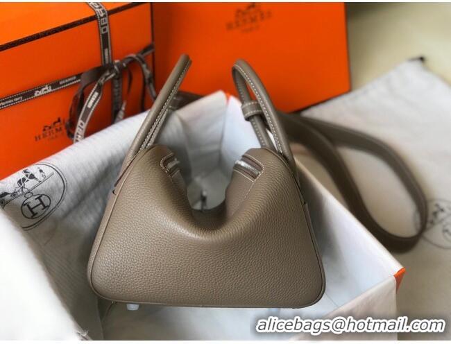 Inexpensive Hermes Mini Lindy 21cm in Original Calf Leather H3043 Elephant Grey