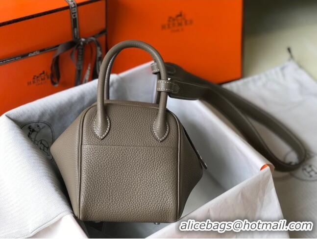 Inexpensive Hermes Mini Lindy 21cm in Original Calf Leather H3043 Elephant Grey