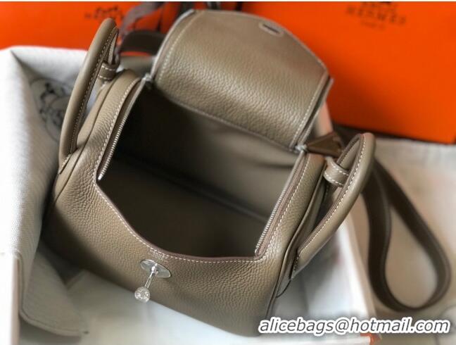 Inexpensive Hermes Mini Lindy 21cm in Original Calf Leather H3043 Elephant Grey