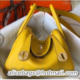 New Design Hermes Mini Lindy 21cm in Original Calf Leather H3043 Yellow