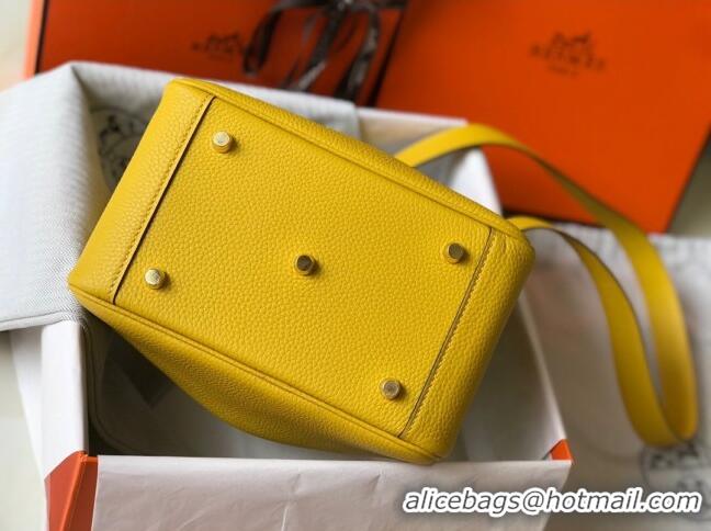 New Design Hermes Mini Lindy 21cm in Original Calf Leather H3043 Yellow