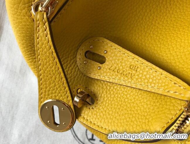 New Design Hermes Mini Lindy 21cm in Original Calf Leather H3043 Yellow