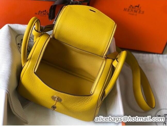 New Design Hermes Mini Lindy 21cm in Original Calf Leather H3043 Yellow