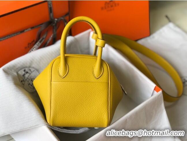 New Design Hermes Mini Lindy 21cm in Original Calf Leather H3043 Yellow