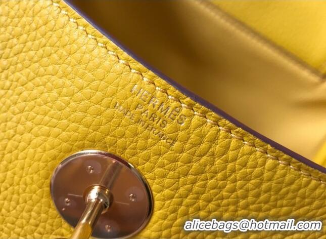 New Design Hermes Mini Lindy 21cm in Original Calf Leather H3043 Yellow