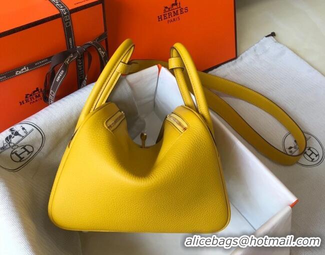 New Design Hermes Mini Lindy 21cm in Original Calf Leather H3043 Yellow