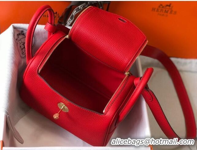 Best Price Hermes Mini Lindy 21cm in Original Calf Leather H3043 Red