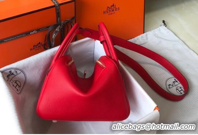 Best Price Hermes Mini Lindy 21cm in Original Calf Leather H3043 Red