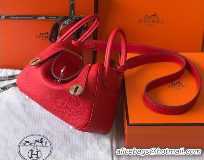 Best Price Hermes Mini Lindy 21cm in Original Calf Leather H3043 Red