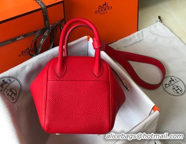 Best Price Hermes Mini Lindy 21cm in Original Calf Leather H3043 Red