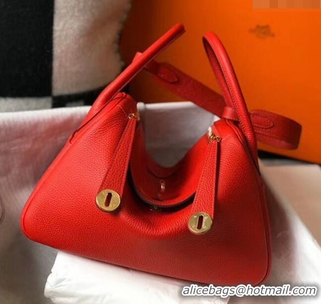 Grade Discount Hermes Lindy 30cm Bag In Togo Calfskin Leather H2903 Red