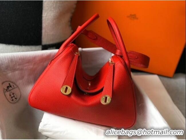 Grade Discount Hermes Lindy 30cm Bag In Togo Calfskin Leather H2903 Red