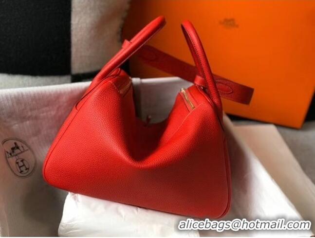 Grade Discount Hermes Lindy 30cm Bag In Togo Calfskin Leather H2903 Red