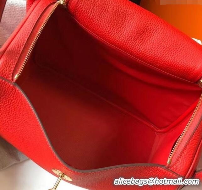 Grade Discount Hermes Lindy 30cm Bag In Togo Calfskin Leather H2903 Red