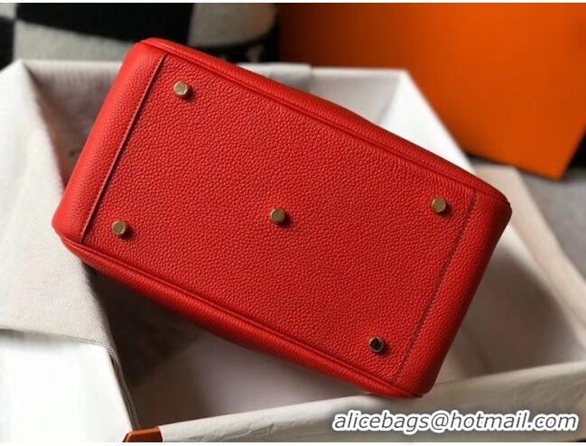 Grade Discount Hermes Lindy 30cm Bag In Togo Calfskin Leather H2903 Red