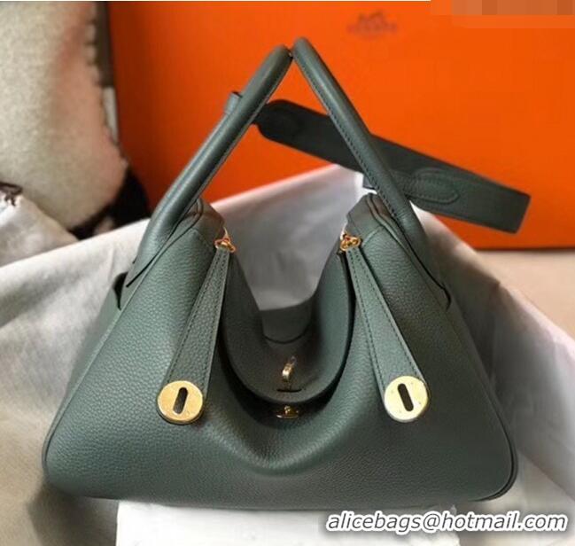 Free Shipping Hermes Lindy 30cm Bag In Togo Calfskin Leather H2903 Almond Green