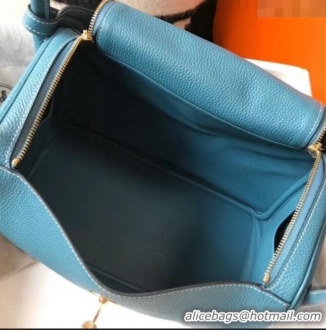 Famous Brand Hermes Lindy 30cm Bag In Togo Calfskin Leather H2903 Blue